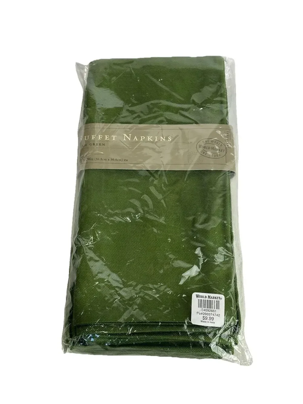 World Market Buffet Napkins Fern Green Set of 6 Brand New